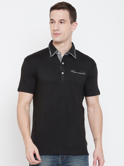 

armure Men Black Polo Collar Pockets T-shirt