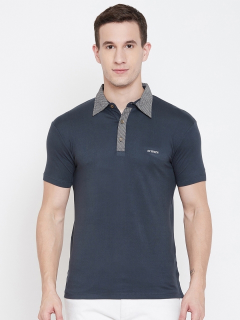 

armure Men Navy Blue Polo Collar T-shirt
