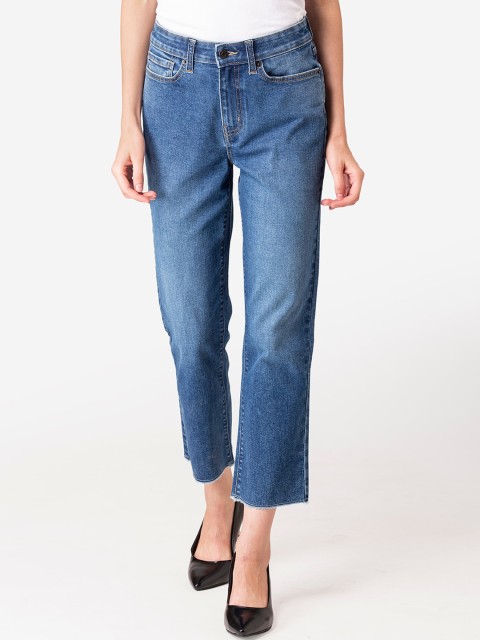 

Mode by Red Tape Women Blue Straight Fit High-Rise Stretchable Light Fade Jeans