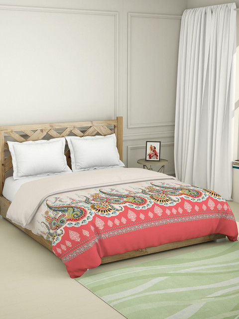 

SPACES Red & White Ethnic Motifs AC Room 150 GSM Double Bed Quilt