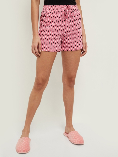 

Max Women Pink Polka Dots Printed Shorts