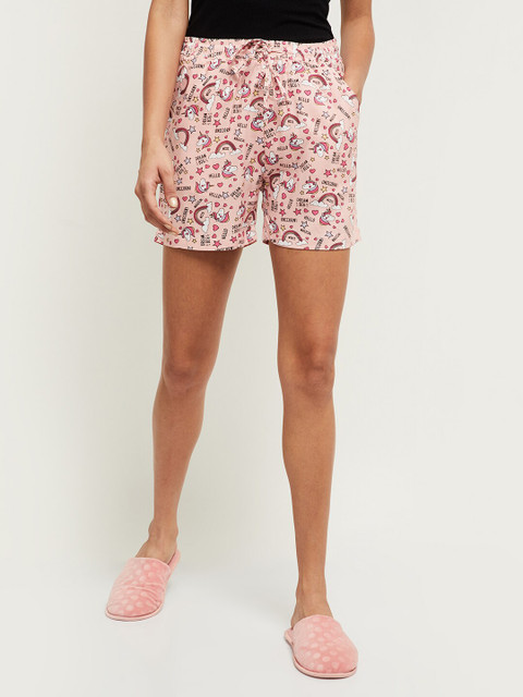 

max Women Pink & White Printed Lounge Shorts