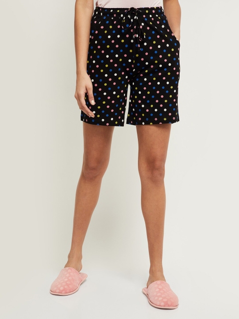 

max Women Black Polka Dots Printed Lounge Shorts
