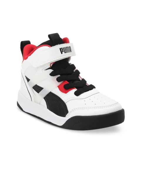 

Puma Kids White & Red Backcourt Mid AC Soft Foam Sneakers