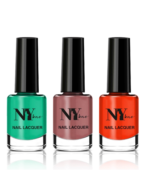 

NY Bae Set of 3 Gel Nail Lacquer - Brown - Green & Orange, Multi