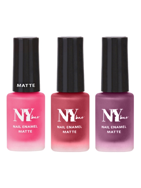 

NY Bae Set of 3 Matte Nail Lacquer - Pink - Red & Plum, Multi