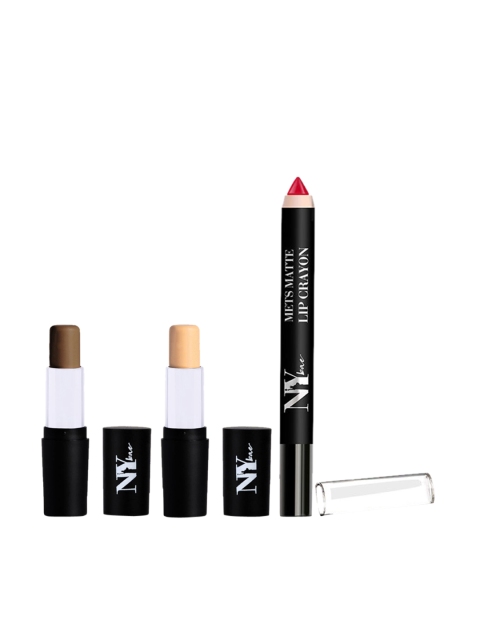 

NY Bae Makeup Ready Kit -Color Corrector Sticks Roosevelt & Grander & Red Lip Crayon, Multi