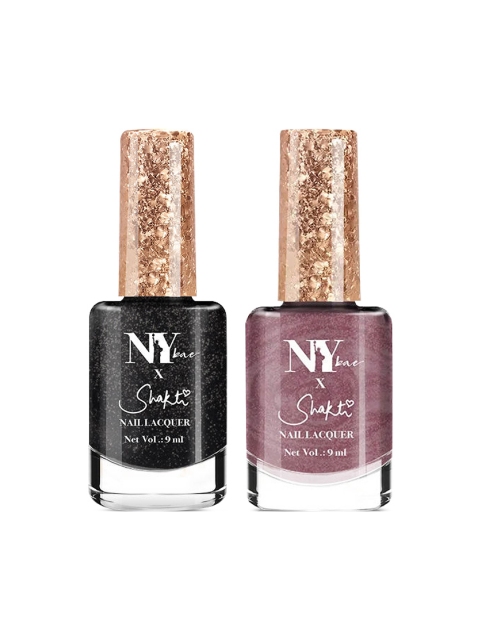 

NY Bae Set of 2 Metallic Effect Glossy Nail Lacquer- Purple and Black