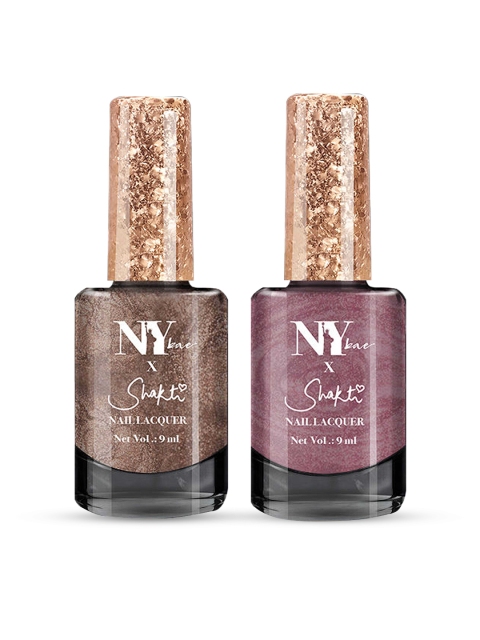 

Shakti By NY Bae Set of 2 Nail Lacquer Metallic Effect - Purple & Nude, Multi