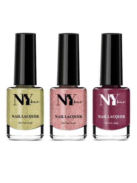 

NY Bae Set of 3 Nail Laquer - Red, Yellow, Pink, Multi
