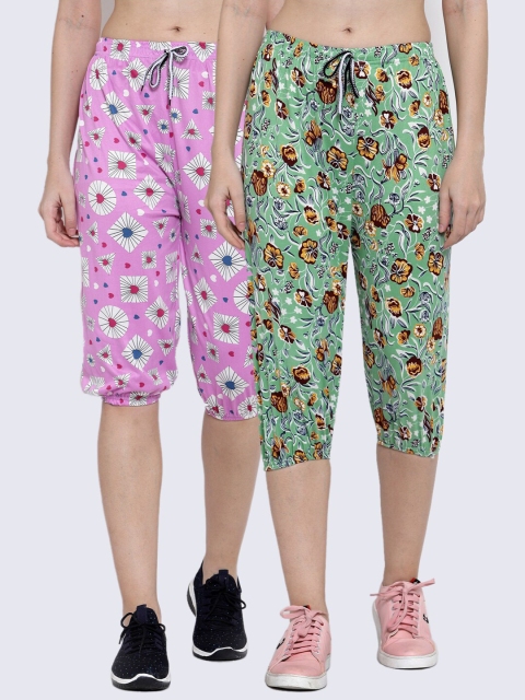 

KLOTTHE Women Pack Of 2 Multicoloured Printed Capris, Multi