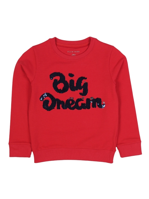 

PLUM TREE Girls Red & Black Embellished Sweatshirt