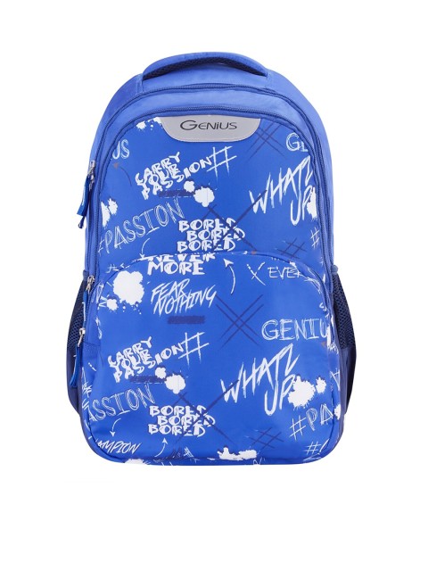 

Genius Unisex Kids Blue & White Safari Wordpaly Graphic Backpack