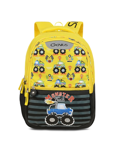 

Genius Unisex Kids Yellow & Black Graphic Printed Safari Truckie Backpack