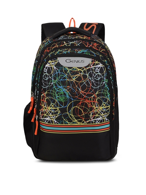 

Genius Unisex Kids Black & Orange Graphic Printed Safari Punk Backpack
