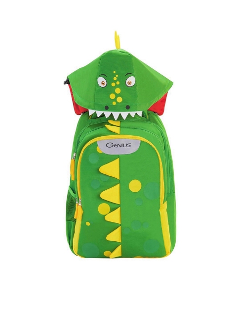 

Genius Kids Green & Yellow Printed Backpack With Detachable Waterproof Rain Hoodie