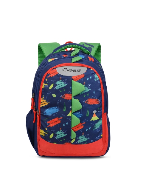 

Genius Unisex Kids Navy Blue & Red Graphic Printed Safari T-Rex Backpack