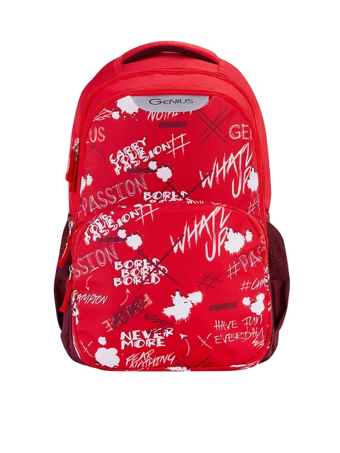 

Genius Unisex Kids Red & White Typography Safari Wordpaly Backpack