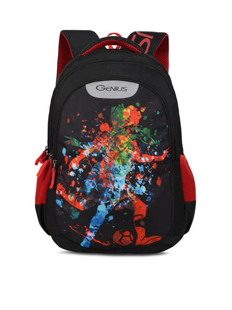 

Genius by Safari Kids Black & Red Footie Graphic Printed Backpack with 3D Glass