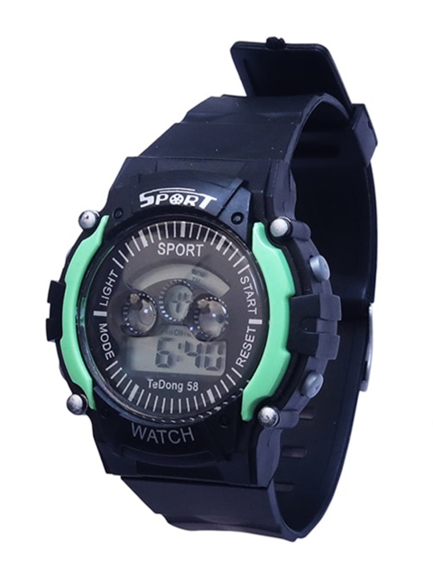 

Spiky Kids Black Printed Dial & Blue Wrap Around Style Straps Digital Watch TeDong_Blk_Grn