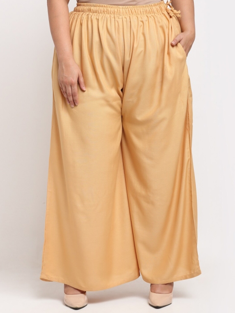 

TAG 7 Women Beige Solid Wide Leg Palazzo