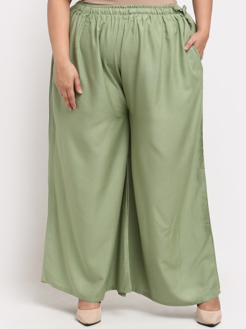 

TAG 7 Women Sea Green Flared Ethnic Palazzos