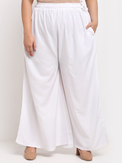 

TAG 7 Women White Flared Ethnic Palazzos