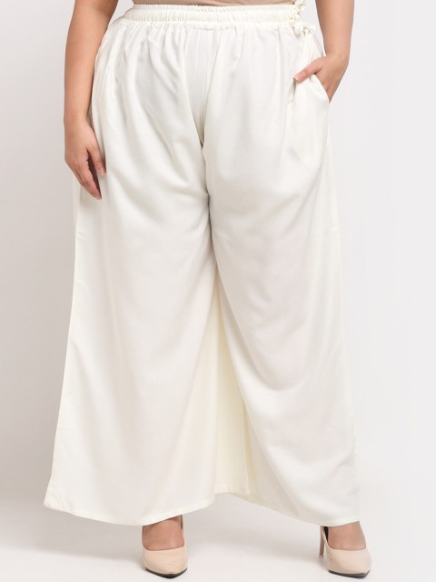 

TAG 7 Women Off White Plus Size Flared Ethnic Palazzos