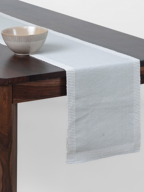 

Fabindia Grey Woven-Design Cotton Table Runner
