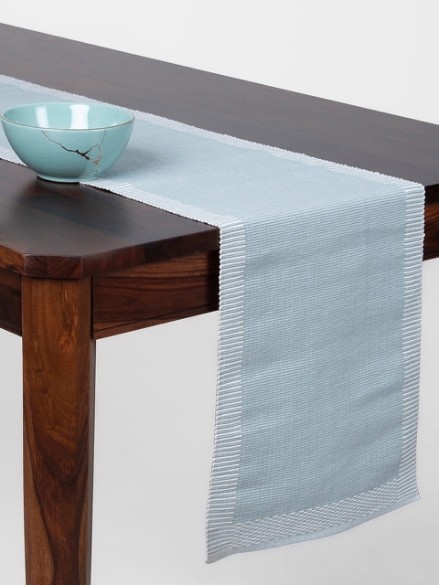 

Fabindia Blue Solid Woven Cotton Table Runner