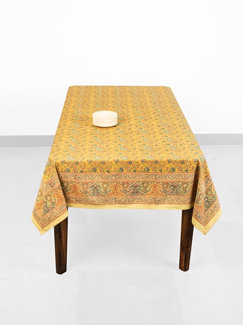 

Fabindia Yellow & Green Floral Printed Cotton 6-Seater Rectangle Table Cover