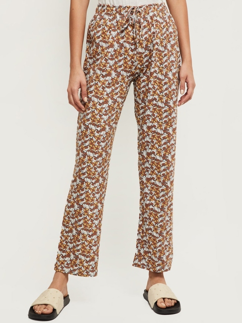 

max Women Brown & Grey Printed Lounge Pants