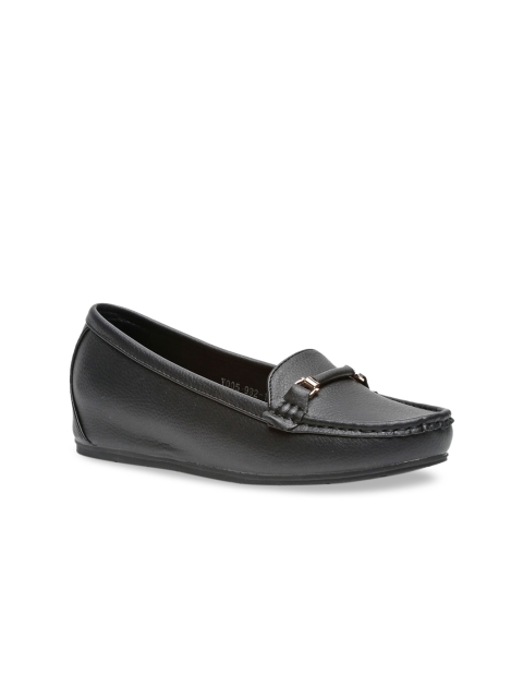 

Flat n Heels Women Black Textured Loafers