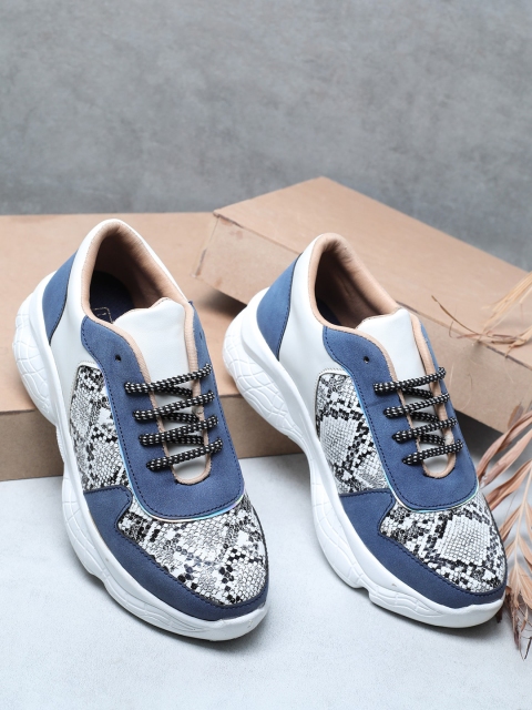 

LONDON STEPS Women Blue Printed Sneakers