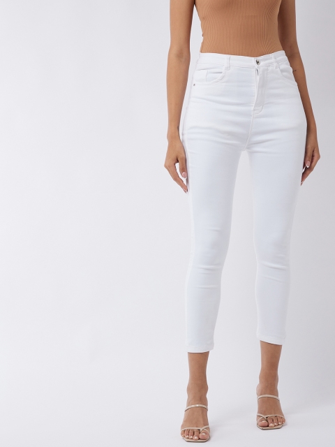 

Purple Feather Women White Skinny Fit High-Rise Jeans