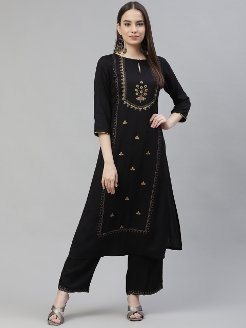 

Laabha Women Black Ethnic Motifs Printed Regular Kurta with Palazzos