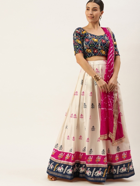 

LOOKNBOOK ART Multicoloured Printed Semi-Stitched Lehenga & Unstitched Blouse With Dupatta, Multi