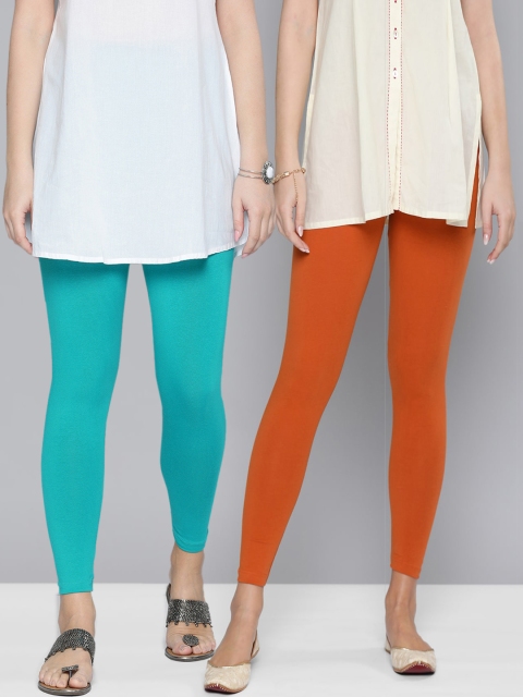 

HERE&NOW Women Pack of 2 Blue & Orange Leggings