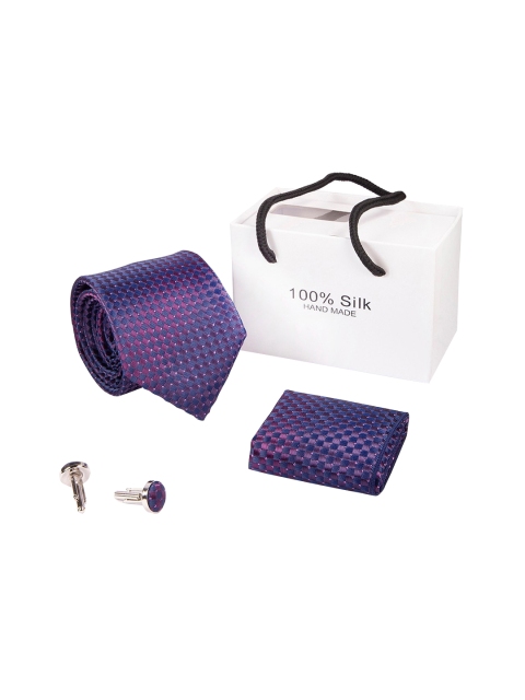 

BANGE Men Purple & Navy Blue Pure Silk Accessory Gift Set