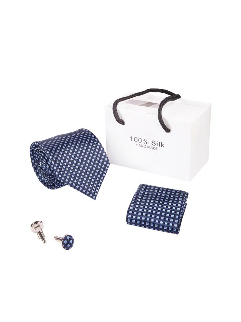 

BANGE Men Black & Blue Tie & Cufflink Accessory Gift Set