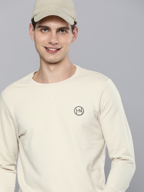 

HERE&NOW Men Off White Solid Pullover Sweatshirt