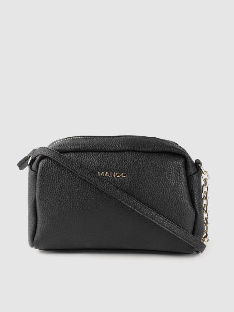 

MANGO Black Textured PU Structured Sling Bag
