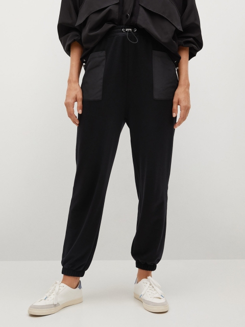 

MANGO Women Black Solid Joggers