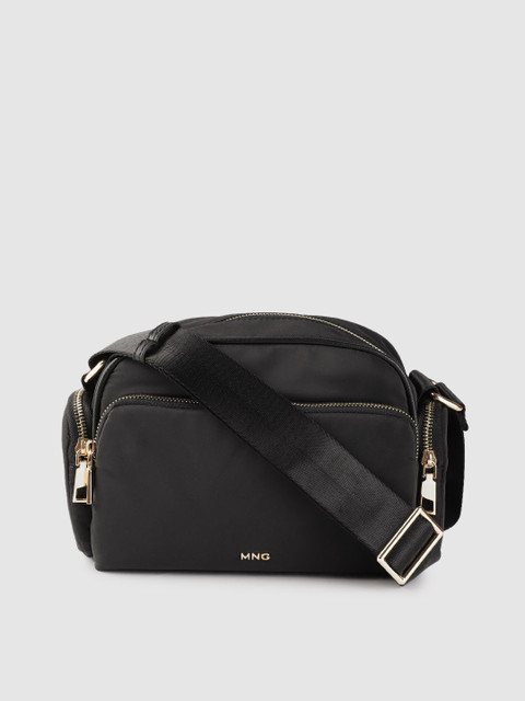 

MANGO Black Solid Structured Sling Bag