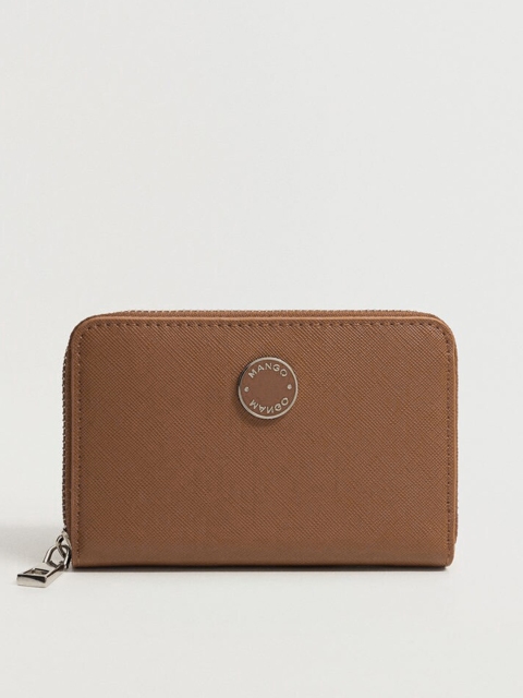 

MANGO Women Brown Zip Around Wallet