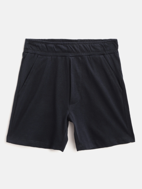 

HERE&NOW Boys Navy Blue Solid Pure Cotton Regular Fit Shorts