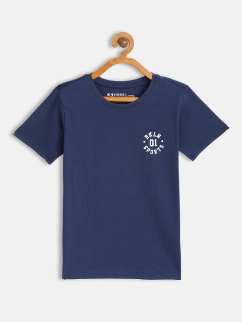

HERE&NOW Boys Navy Blue Pure Cotton T-shirt