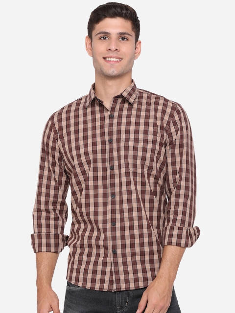 

Greenfibre Men Brown Checked Cotton Casual Shirt