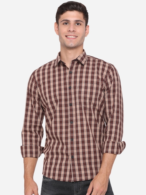 

Greenfibre Men Brown Checked Cotton Casual Shirt