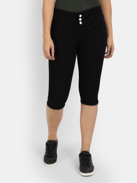 

BROADSTAR Women Black Skinny Fit Denim Capris